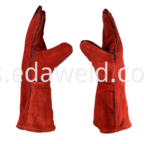 Red Leather 35cm Welding Gloves